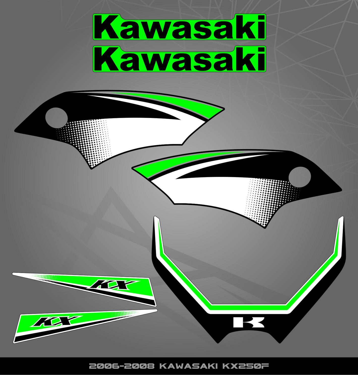 Partial Sticker Kit for Kawasaki KX 250 F (2006-2008)