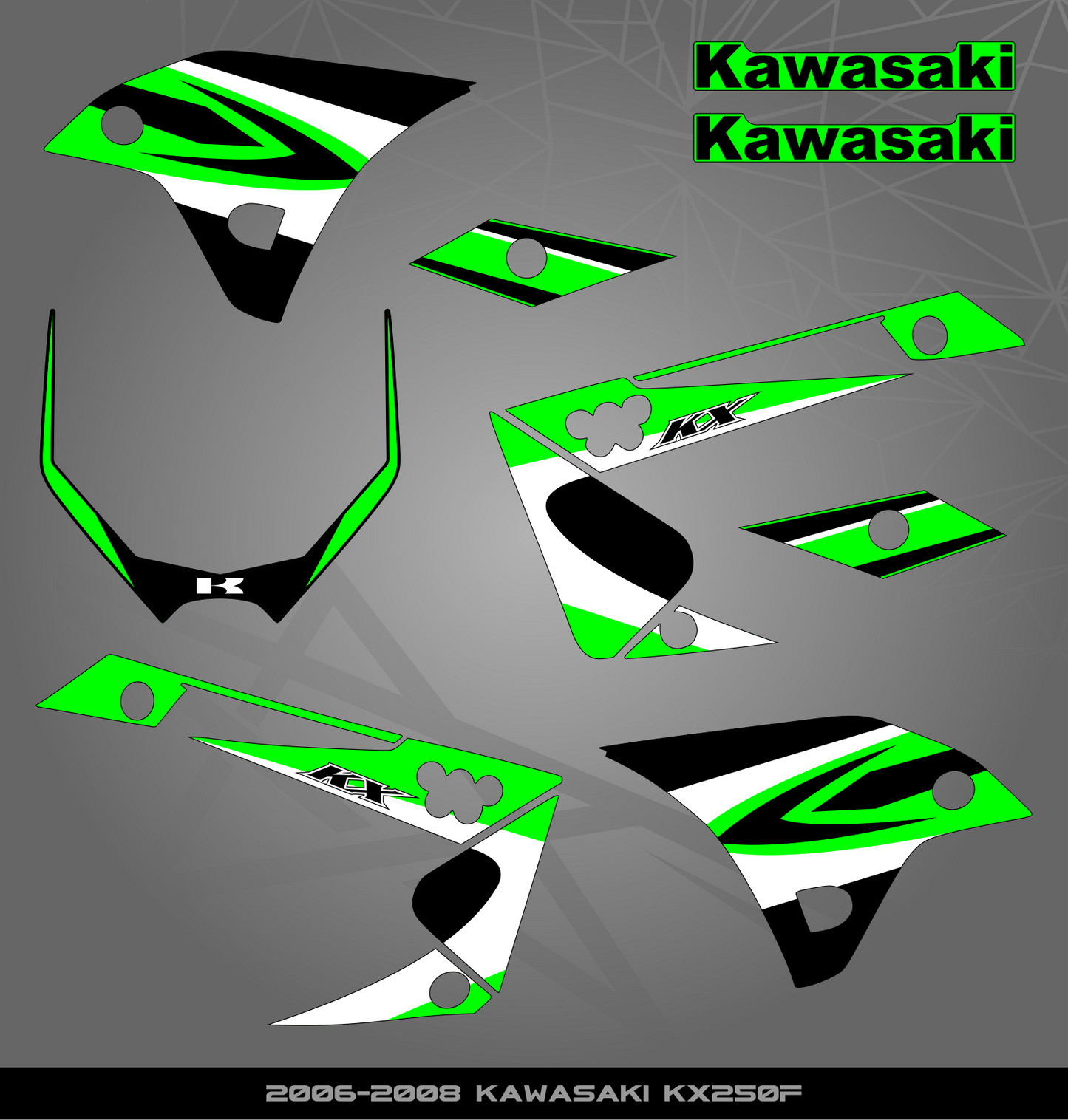 Partial Sticker Kit for Kawasaki KX 250 F (2006-2008)