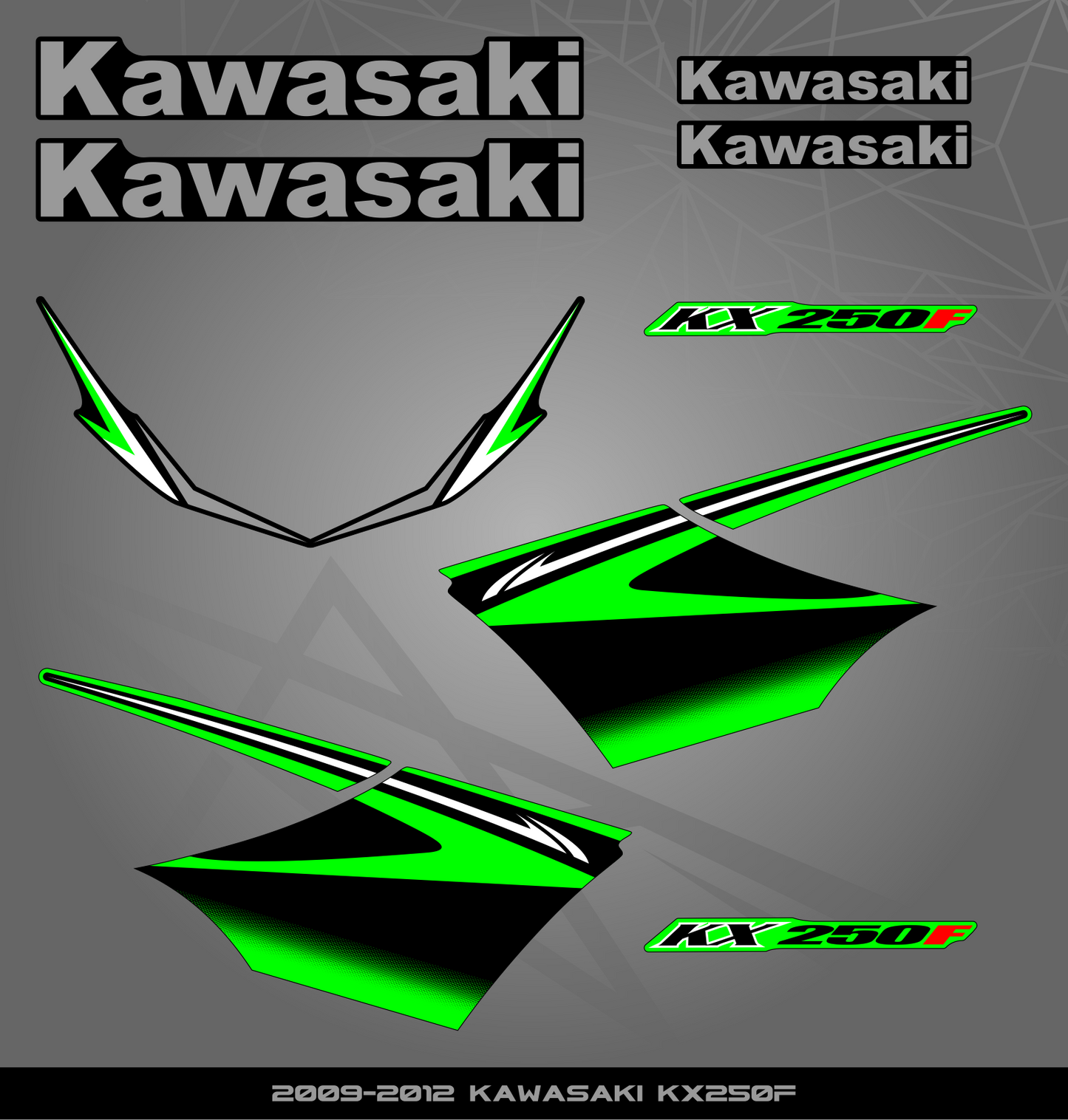 Partial Sticker Kit for Kawasaki KX 250 F (2009-2012)