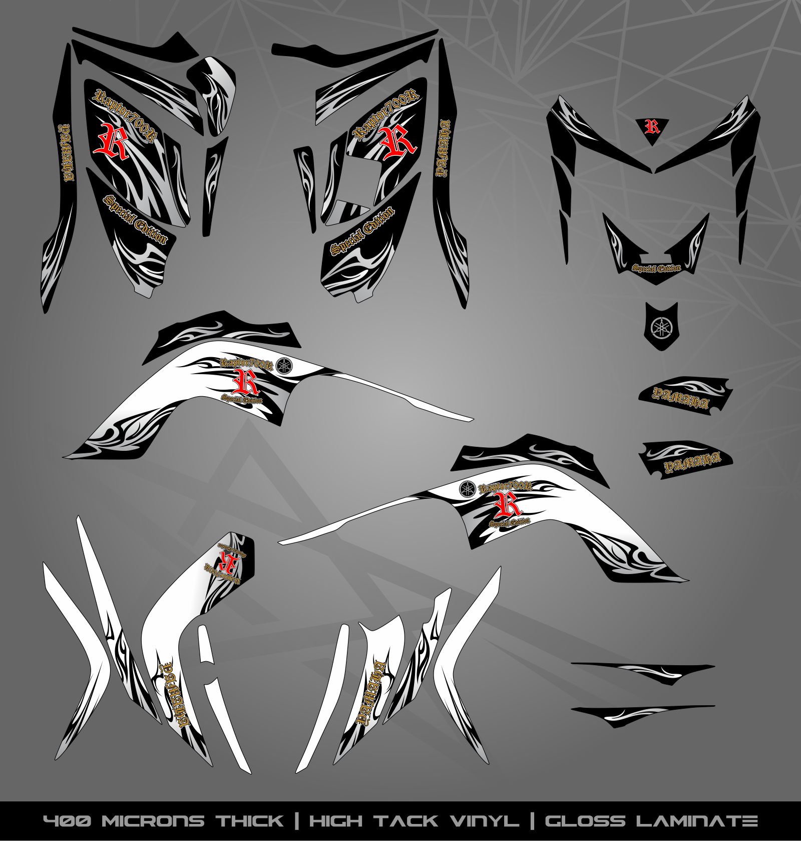 Full Sticker Kit for Yamaha Raptor 700 R (2006-2008) – STICKER KITS ...