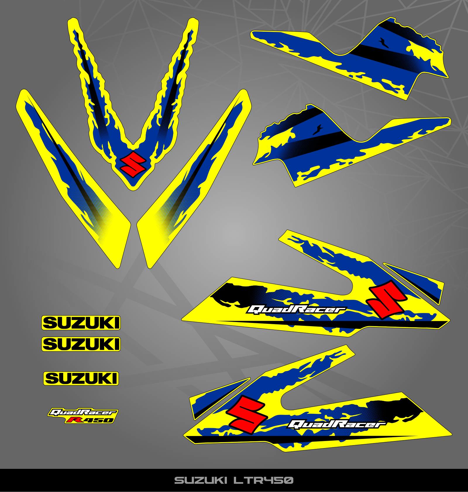 Kit Autocollants Graphiques Pour Suzuki LTR 450 (2006-2012 Kit Autocollants Graphiques Pour Suzuki LTR 450 (2006-2012